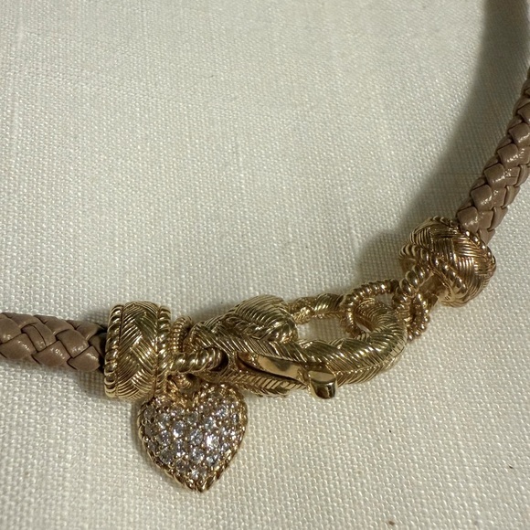 NWT QVC Heart Charm Necklaces Set | Gold & Rose Gold | Leather Cord Pair - Picture 4 of 6